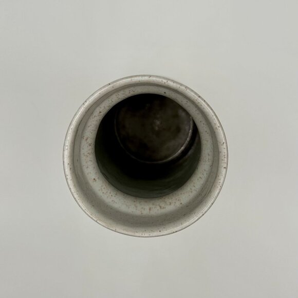 Vintage Pottery Craft Vase With Orange & Brown Stripes - Picture 2 of 6